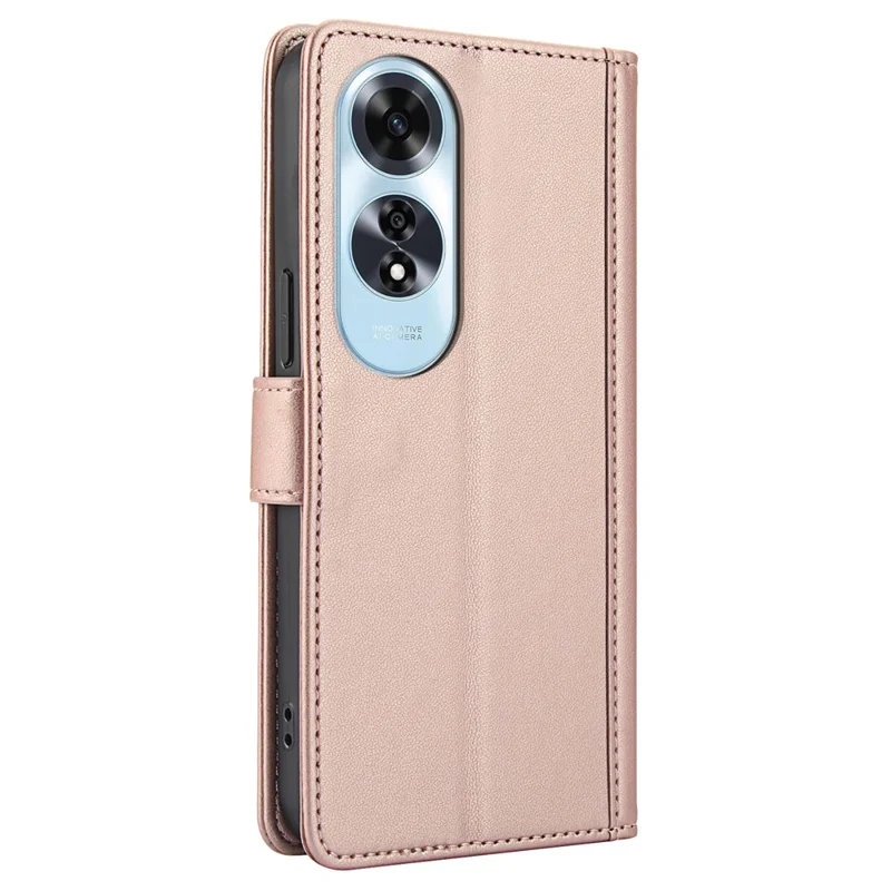 SY-003 Para Caso Oppo A60 4G Capa de couro PU Suporte Visualização Carteira do telefone com alça de mão - Rosa