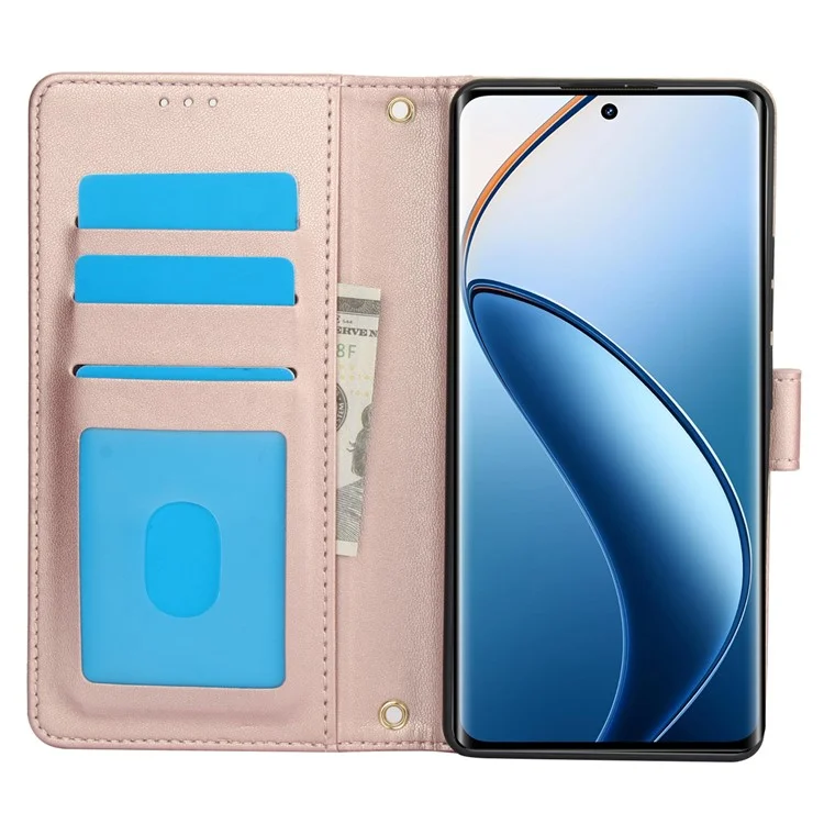SY-003 Para Caso Oppo A60 4G Capa de couro PU Suporte Visualização Carteira do telefone com alça de mão - Rosa