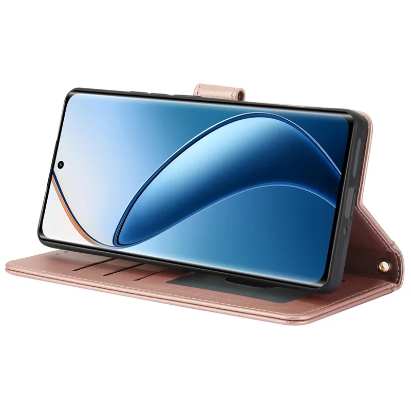 SY-003 Para Caso Oppo A60 4G Capa de couro PU Suporte Visualização Carteira do telefone com alça de mão - Rosa