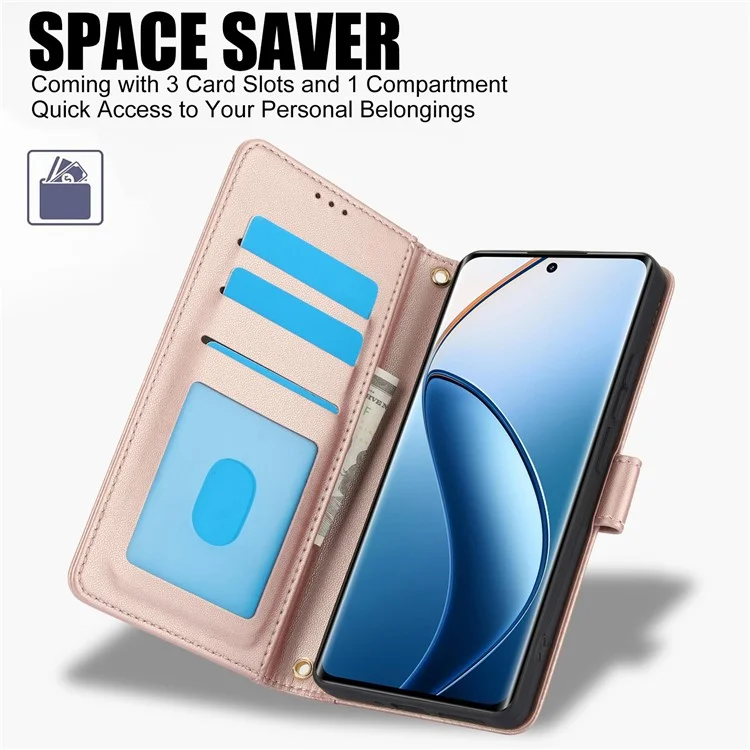 SY-003 Para Caso Oppo A60 4G Capa de couro PU Suporte Visualização Carteira do telefone com alça de mão - Rosa