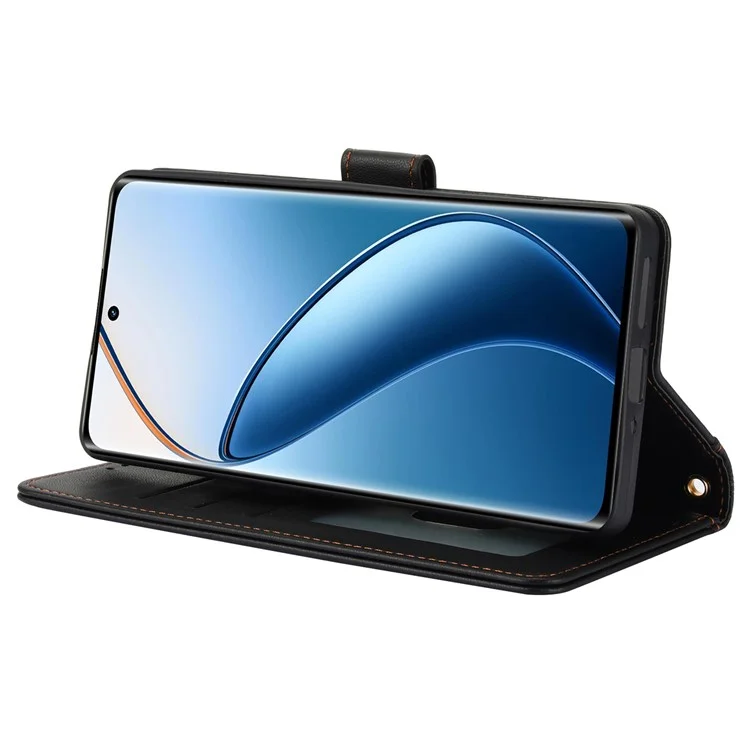 SY-003 Per Realme 12 4G / 12+ 5G / Narzo 70 5G / Narzo 70 Pro 5G / P1 5G Case PU Coperchio Pelletto Pelle in pe Interno Con Canne Mani - Nero