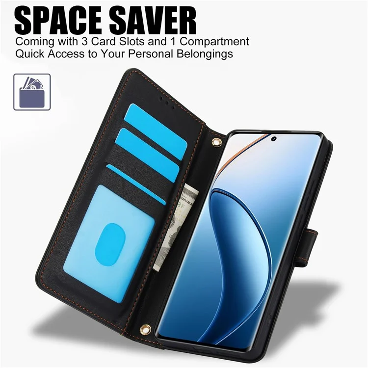 SY-003 Per Realme 12 4G / 12+ 5G / Narzo 70 5G / Narzo 70 Pro 5G / P1 5G Case PU Coperchio Pelletto Pelle in pe Interno Con Canne Mani - Nero