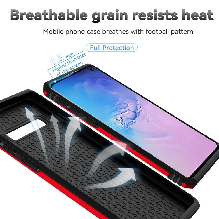Slide Camera Protector Phone Case for Samsung Galaxy S10 Plus, PC + TPU Anti-drop Cover with Metal Ring Kickstand - Red