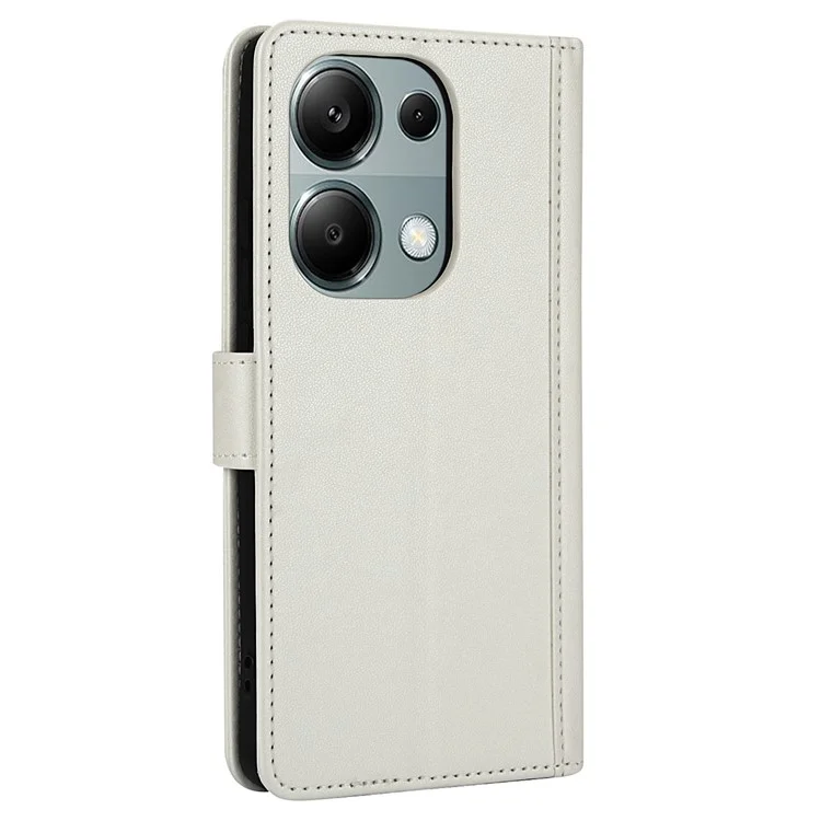 SY-003 Для Xiaomi Poco M6 Pro 4G / Redmi Note 13 Pro 4G Case Case Leather Stand View Chepe Coleme Cover с Ручным Ремнем - Белый
