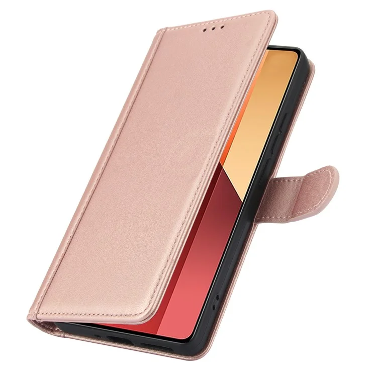 SY-003 Para Xiaomi Redmi Note 13 4G Case PU Cubierta de la Billetera Del Teléfono Con Correa Para la Mano - Rosa