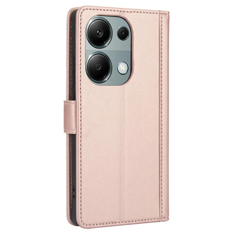 SY-003 Para Xiaomi Redmi Note 13 4G Case PU Cubierta de la Billetera Del Teléfono Con Correa Para la Mano - Rosa