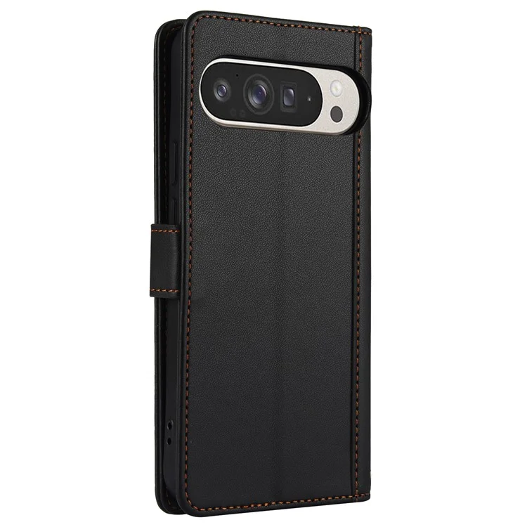 SY-003 Para Google Pixel 9 Pro / Pixel 9 Estojo pu PU Stand Stand Phone Phone Carting Com Alça de Mão - Preto