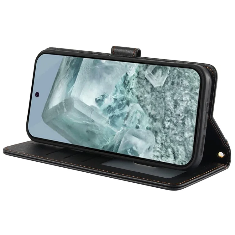 SY-003 Para Google Pixel 9 Pro / Pixel 9 Estojo pu PU Stand Stand Phone Phone Carting Com Alça de Mão - Preto