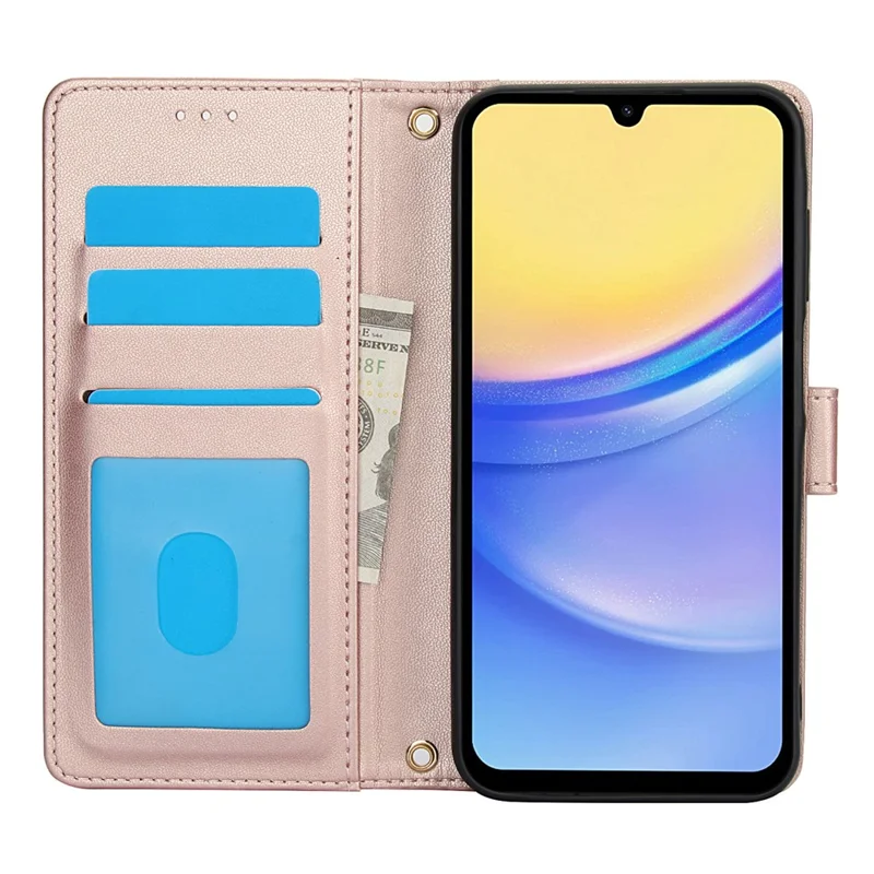 SY-003 Para Samsung Galaxy A25 5G (Global) (161.0 x 76.5 x 8.3 Mm) Case PU Telet de Cuero Con Correa Para la Mano - Rosa