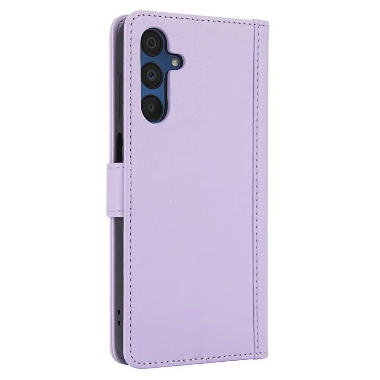 SY-003 Para Samsung Galaxy A15 4G / 5G Case PU Puerto Vista de Cuero Vista de la Billetera Con Correa Para la Mano - Púrpura