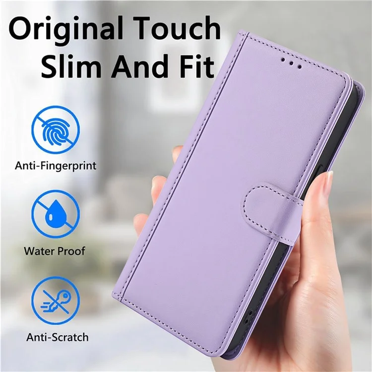 SY-003 Para Samsung Galaxy A15 4G / 5G Case PU Puerto Vista de Cuero Vista de la Billetera Con Correa Para la Mano - Púrpura
