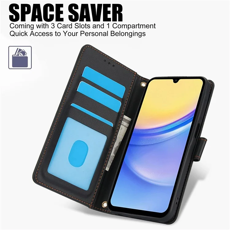 SY-003 Per Samsung Galaxy A55 Case PU in Pelle PU Visualizza il Portafoglio Telefonico Con Cinturino - Nero