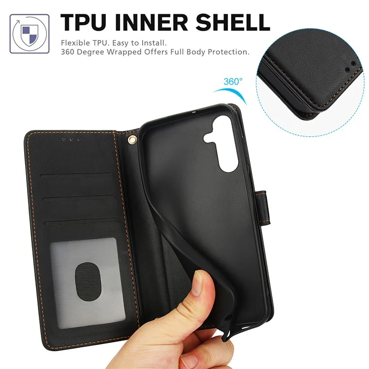 SY-003 Per Samsung Galaxy A55 Case PU in Pelle PU Visualizza il Portafoglio Telefonico Con Cinturino - Nero