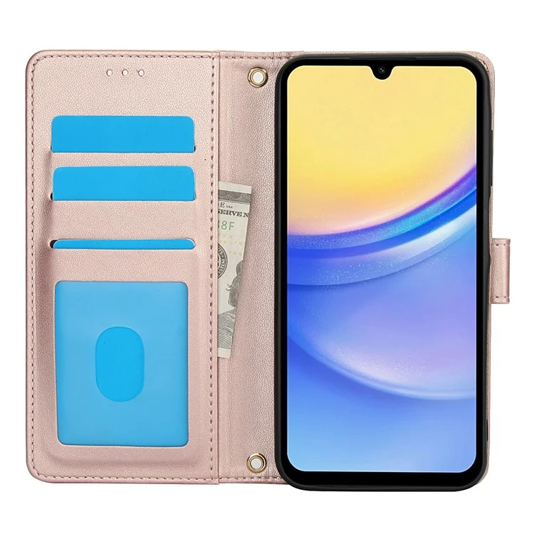 SY-003 Para Samsung Galaxy A06 Funda PU Cuero Soporte Vista Billetera Funda Teléfono con Correa de Mano - Rosa