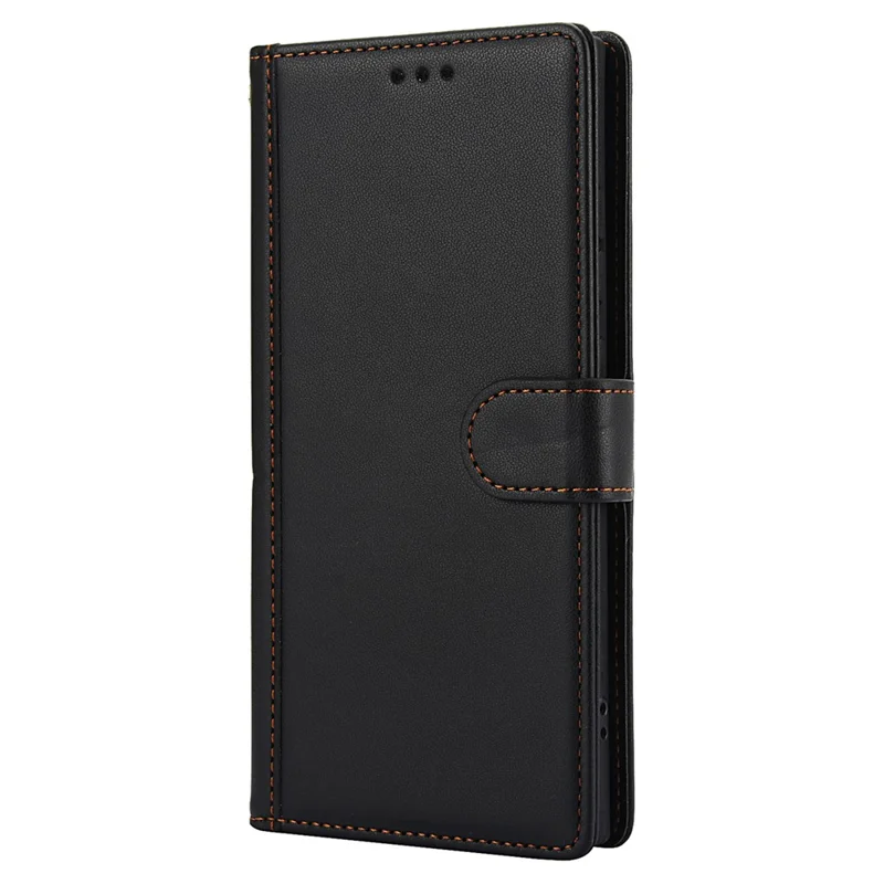 SY-003 For Samsung Galaxy S24 Ultra Case PU Leather Stand View Phone Wallet Cover with Hand Strap - Black