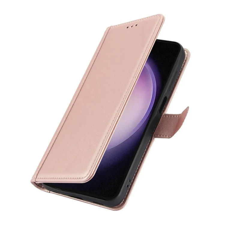 SY-003 Pour Samsung Galaxy S24 Case de Support en Cuir PU Viette du Portefeuille Téléphone Avec Sangle à Main - Rose