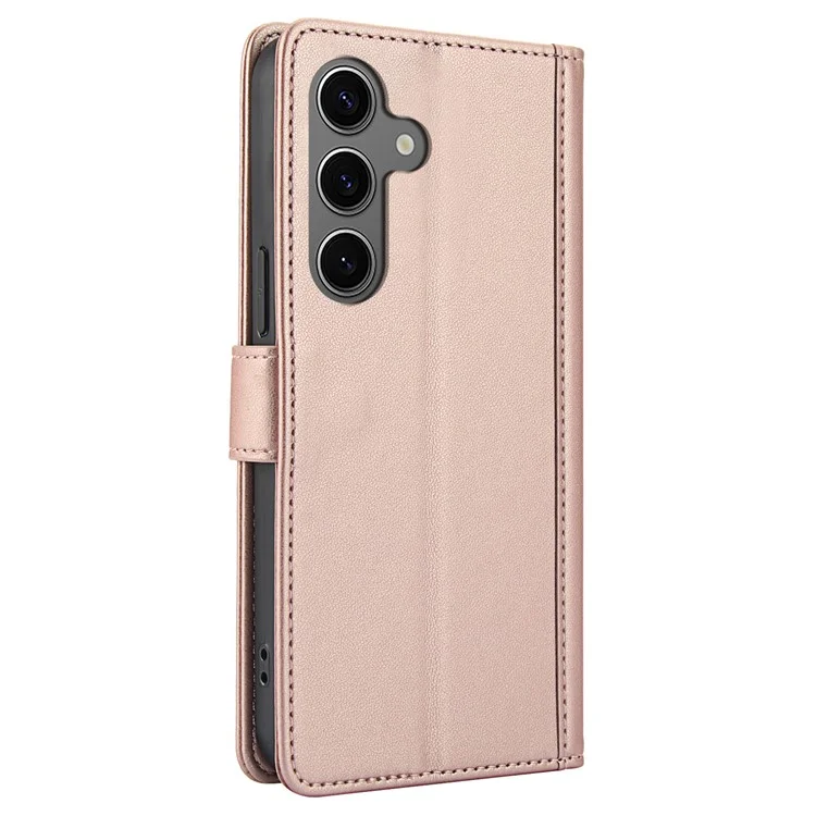 SY-003 Pour Samsung Galaxy S24 Case de Support en Cuir PU Viette du Portefeuille Téléphone Avec Sangle à Main - Rose
