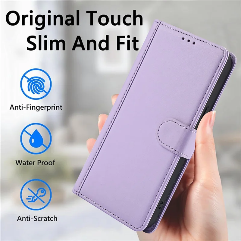 SY-003 Pour Iphone 14 Pro Max Case PU le Cuir Stand View Portefeuille Couvercle de Portefeuille Avec Sangle à Main - Violet