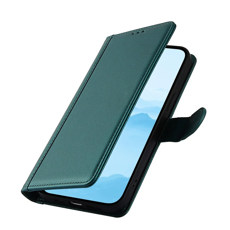 SY-003 For iPhone 14 Pro Max Case PU Leather Stand View Phone Wallet Cover with Hand Strap - Green