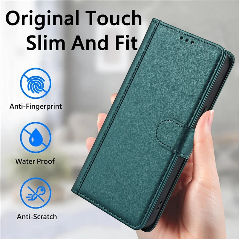 SY-003 For iPhone 14 Pro Max Case PU Leather Stand View Phone Wallet Cover with Hand Strap - Green
