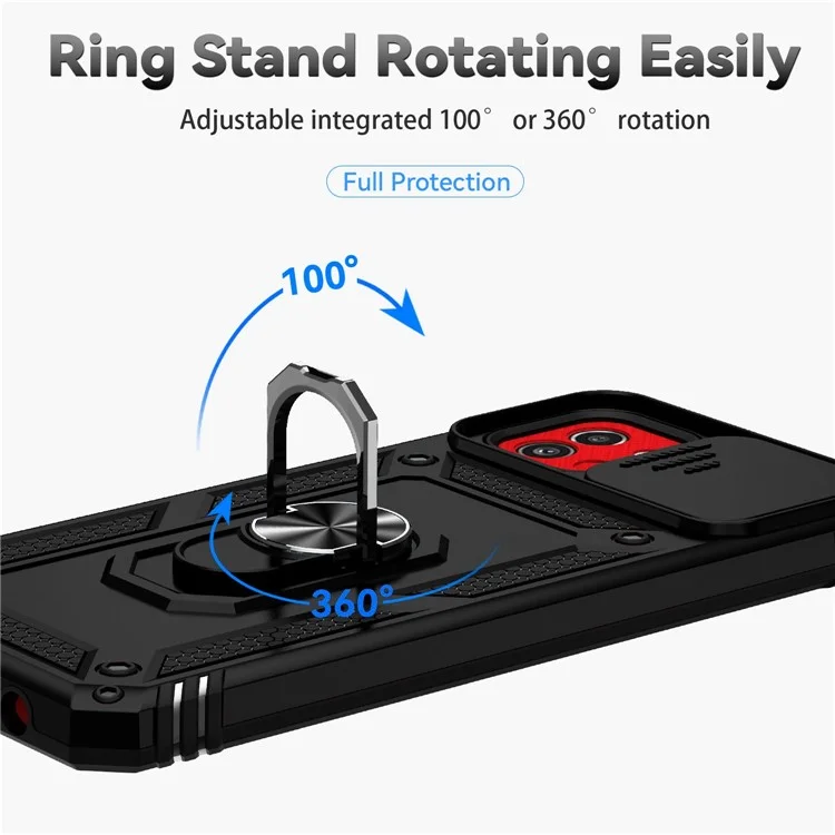 Pour Samsung Galaxy A03 (166,5 x 75,98 x 9,14 mm) Étui de téléphone PC + TPU avec support Slide Camera Protection Couvercle arrière - Noir