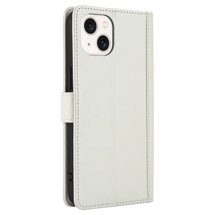SY-003 Für Iphone 15 Plus / 14 Plus -hülle PU Leather Stand View Telefon Brieftaschenabdeckung Mit Handgurt - Weiß