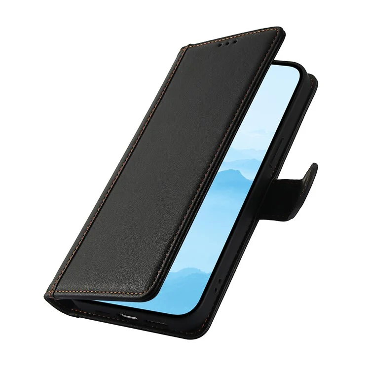 SY-003 Für Iphone 16 Plus Hülle PU Leather Stand Ansicht Phone Brieftaschenabdeckung Mit Handgurt - Schwarz