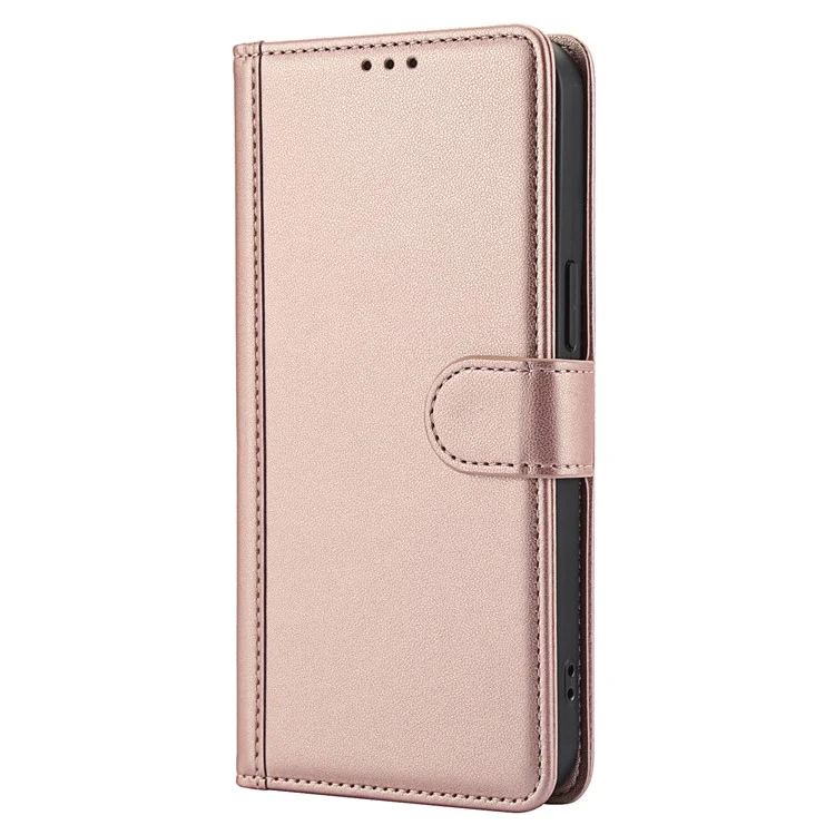 SY-003 Für Iphone 16 Pro Case PU Leather Stand Ansicht Phone Brieftaschenabdeckung Mit Handgurt - Rosa