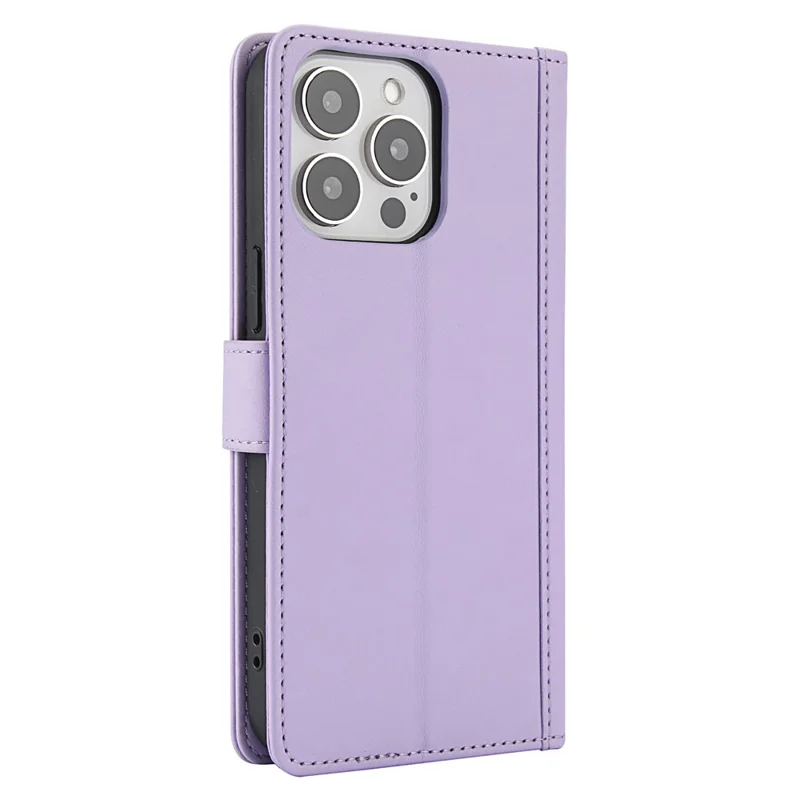 SY-003 Para Iphone 16 Pro Max Case PU pu Cuero Vista a la Billetera de la Billetera Con Correa Para la Mano - Púrpura