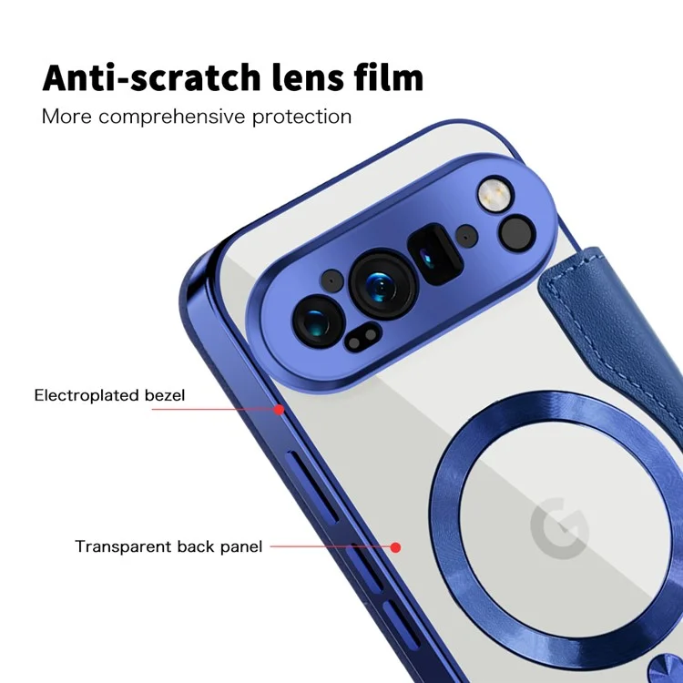 Pour Google Pixel 9 Pro XL Case Compatible Avec la Couverture de Téléphone en Cuir PU Rhombus PU Magsafe - Saphir