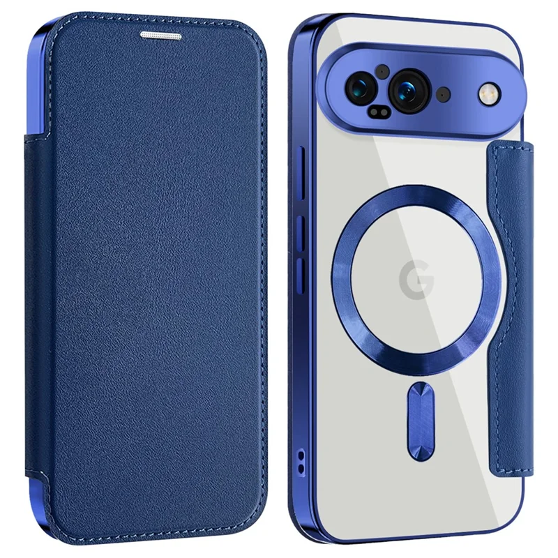 For Google Pixel 9 Magnetic Case RFID Blocking Leather Phone Cover - Sapphire