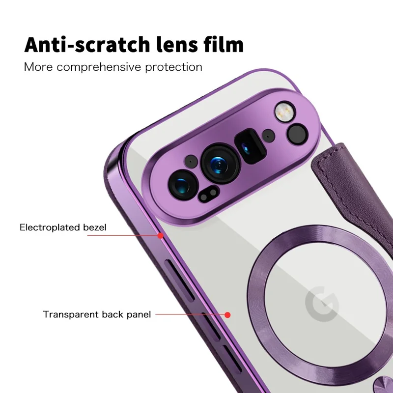 For Google Pixel 9 Pro XL Magnetic Case RFID Blocking Leather Phone Cover - Purple