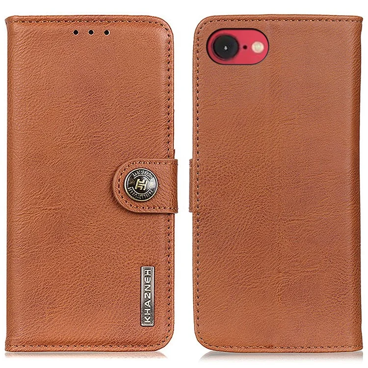 Khazneh Per Iphone SE (2024) Portafoglio Copertina di Telefono Flip Texture Flip Texture - Marrone