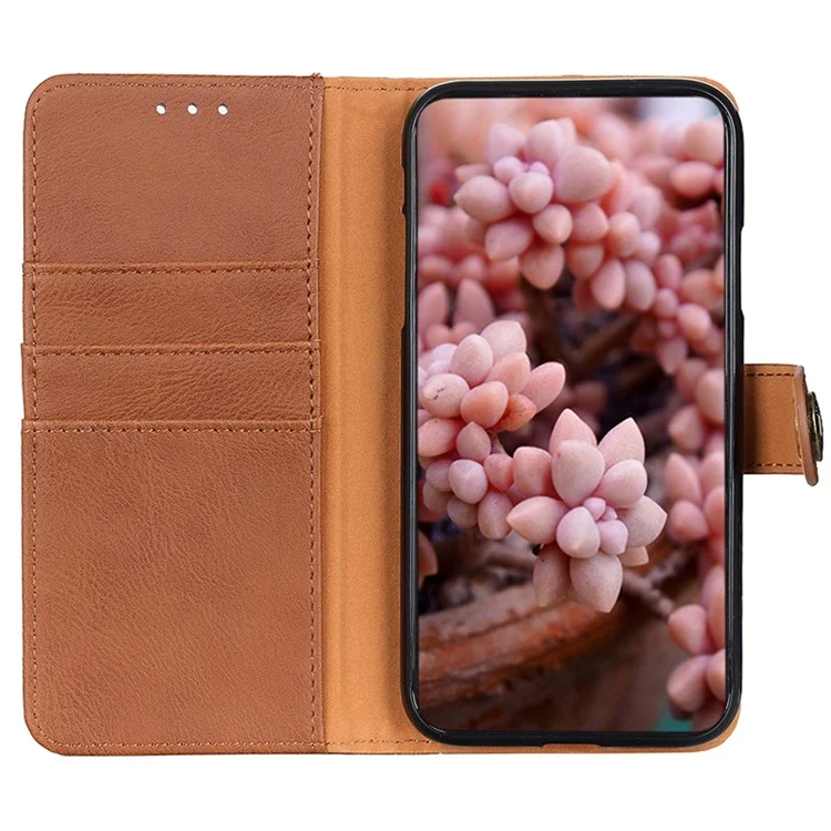 Khazneh Per Iphone SE (2024) Portafoglio Copertina di Telefono Flip Texture Flip Texture - Marrone