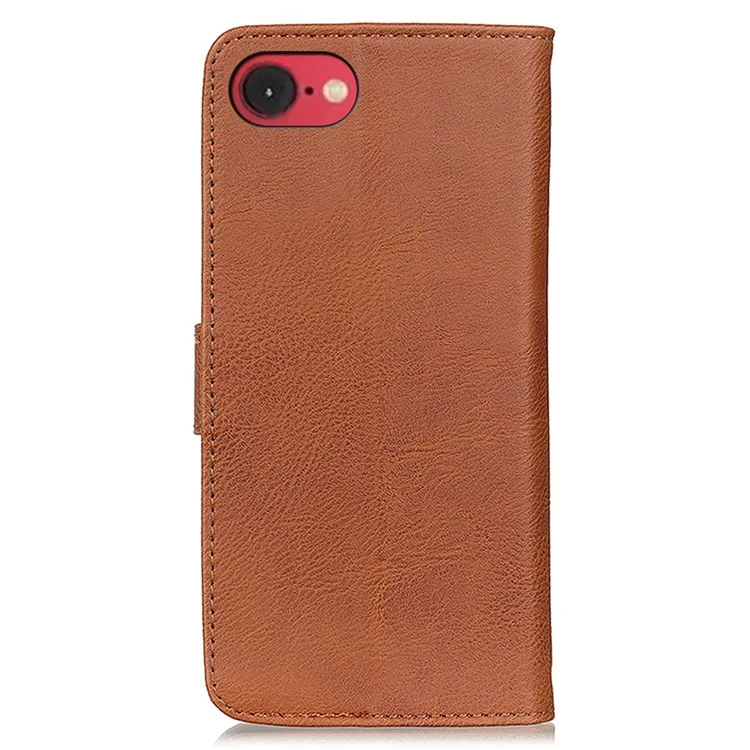 Khazneh Per Iphone SE (2024) Portafoglio Copertina di Telefono Flip Texture Flip Texture - Marrone