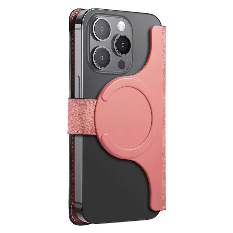 CASENEO MW-03S Magnetic Detachable Phone Cover for 6.7 inch Phone Retro Leather Wallet Stand - Pink