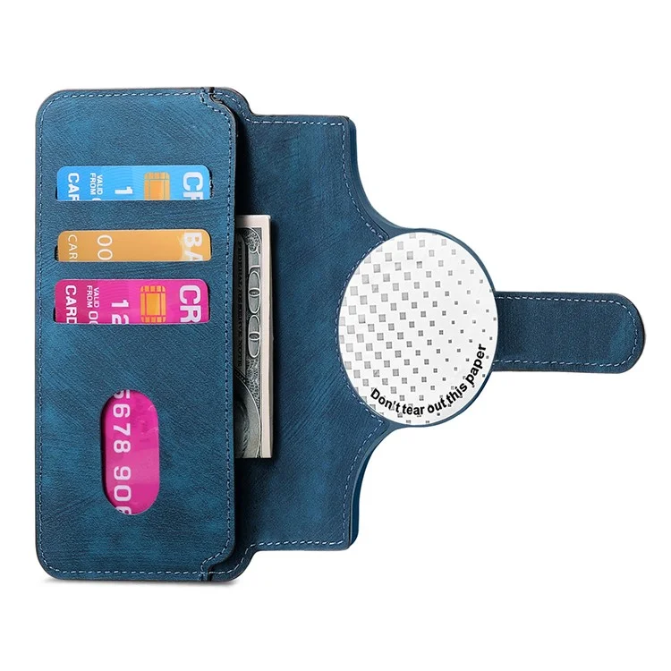 Cubierta de Teléfono Desmontable Magnético de Caseneo MW-03S Para Una Billetera de Cuero Retro de 6.9 Pulgadas - Azul