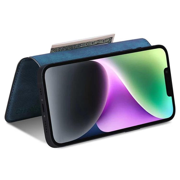 Cubierta de Teléfono Desmontable Magnético de Caseneo MW-03S Para Una Billetera de Cuero Retro de 6.9 Pulgadas - Azul