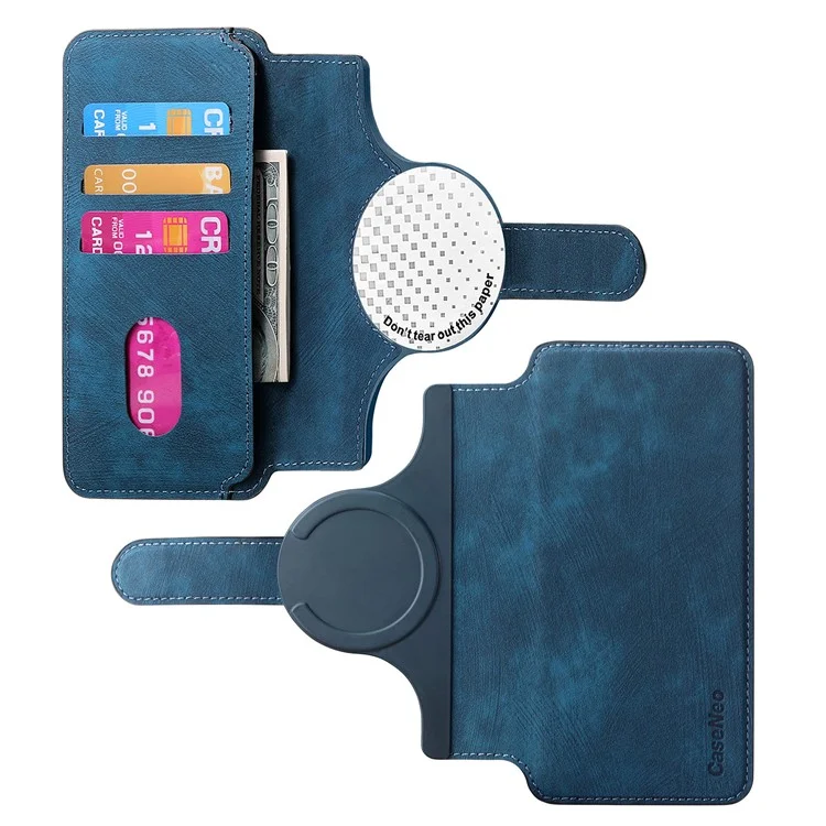 Cubierta de Teléfono Desmontable Magnético de Caseneo MW-03S Para Una Billetera de Cuero Retro de 6.9 Pulgadas - Azul