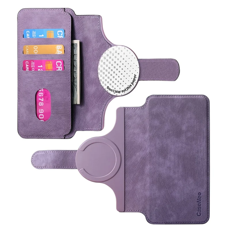 CASENEO MW-03S Magnetic Detachable Phone Cover for 6.1 inch Phone Retro Leather Wallet Stand - Purple