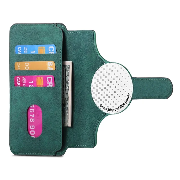 CASENEO MW-03S Magnetic Detachable Phone Cover for 6.4 inch Phone Retro Leather Wallet Stand - Green