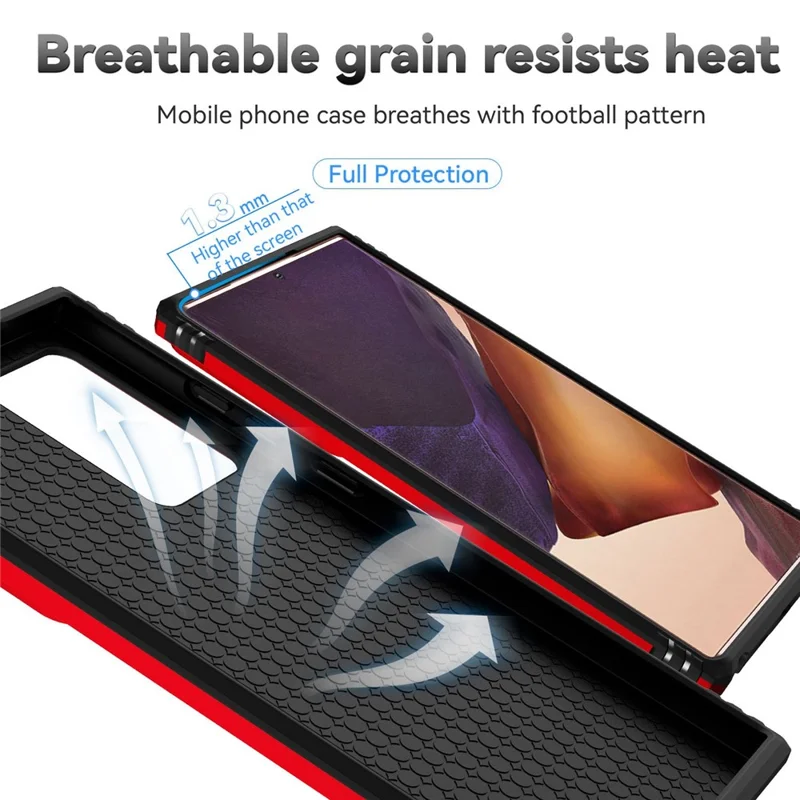 For Samsung Galaxy Note20 Ultra / Note20 Ultra 5G Metal Ring Kickstand PC + TPU Phone Case with Slide Camera Protection - Red