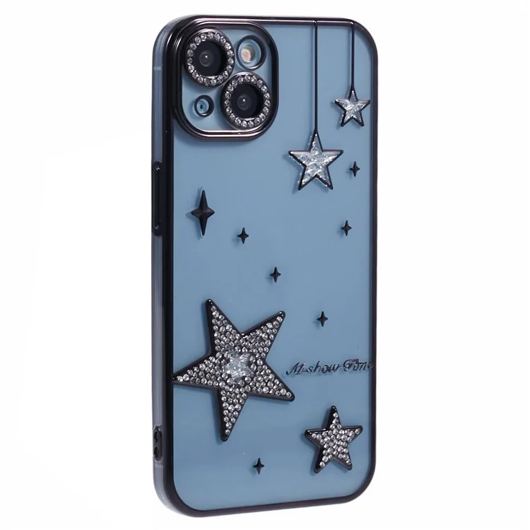 Pour Iphone 13 Case 3D Bling Stars Electroplate TPU Clear Phone Case - Noir