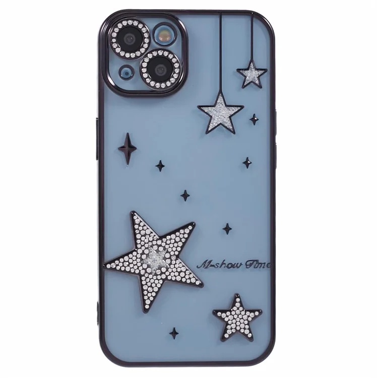 Pour Iphone 13 Case 3D Bling Stars Electroplate TPU Clear Phone Case - Noir