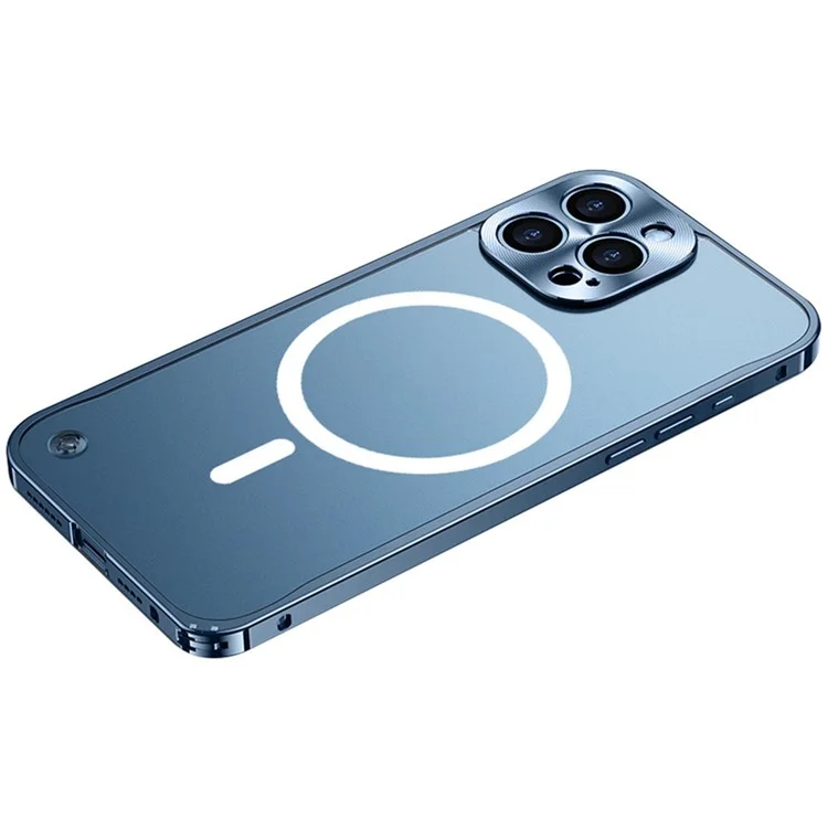 Для Iphone 16 Pro Metal Clear Case, Совместим с Крышкой Magsafe Safety Lock Back Back - Синий