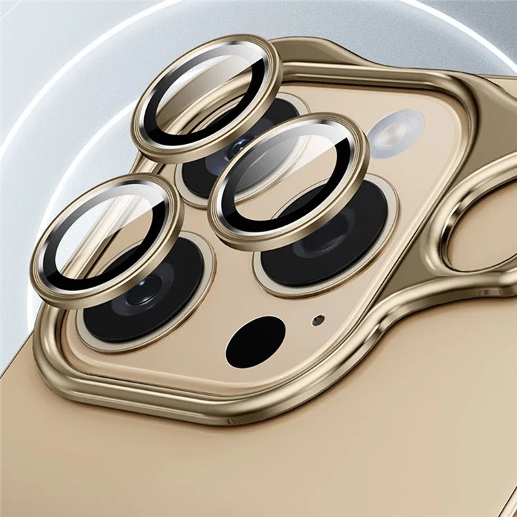 Für iPhone 16 Pro Bumper Case Metallrahmenloser stoßfester Schutzumschlag mit Kameralinsenprotektoren - Gold