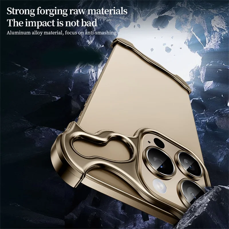 For iPhone 16 Pro Bumper Case Metal Frameless Shockproof Cover with Camera Lens Protector - Black