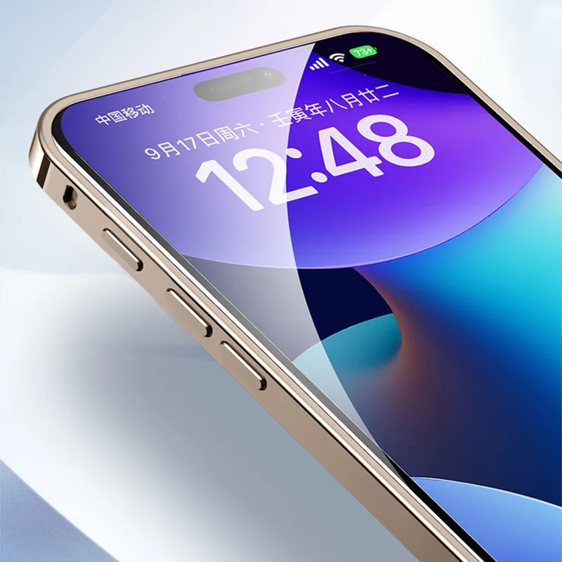 For iPhone 16 Plus Metal Clear Case Safety Lock Matte Anti-Fingerprint Back Cover - Blue