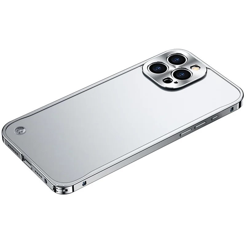 For iPhone 16 Pro Metal Clear Case Safety Lock Matte Anti-Fingerprint Back Cover - Silver