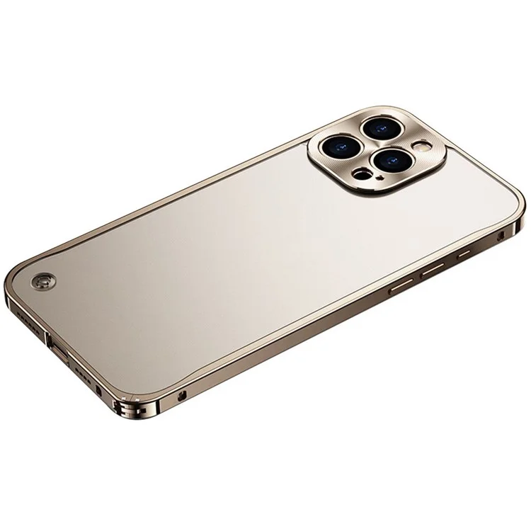 Für Das Iphone 16 Pro Max Metal Clear Case Safety Lock Matte Anti-fingerabdruck Rückdeckabdeckung - Gold